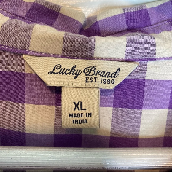 Lucky Brand lavender and creamy white plaid shirt, sz XL - Picture 7 of 9